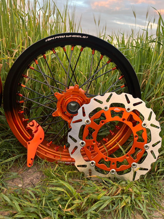 Llantas Bicolor Naranja/Negro completas + accesorios