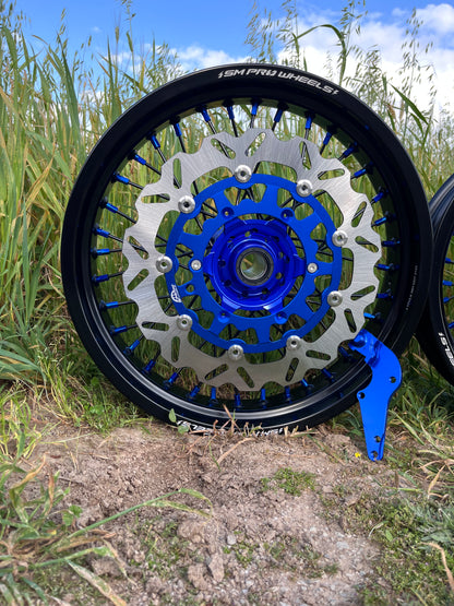 Llantas Supermotard bicolor azul/negro + accesorios
